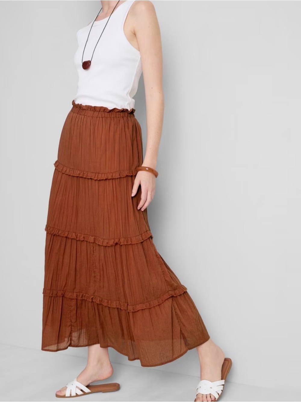 Tiered Voile Maxi Skirt